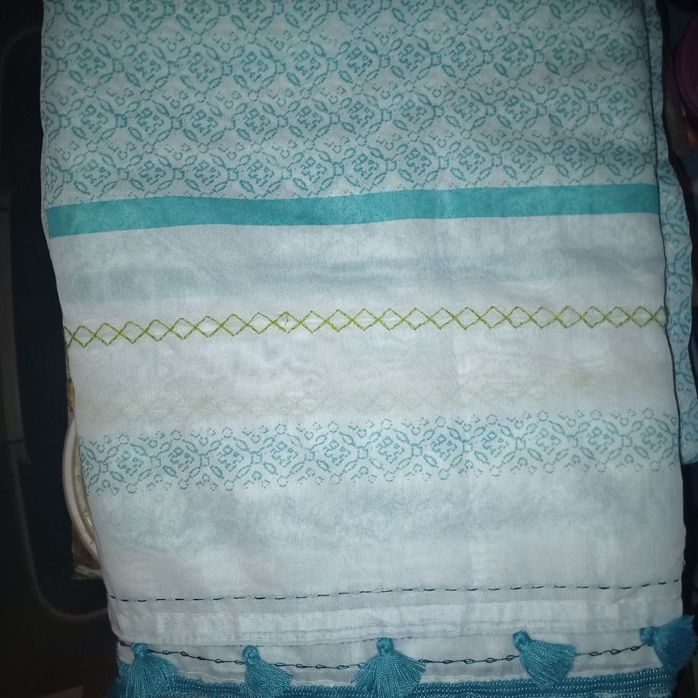 Room Essentials Teal and White Patterned Curtains